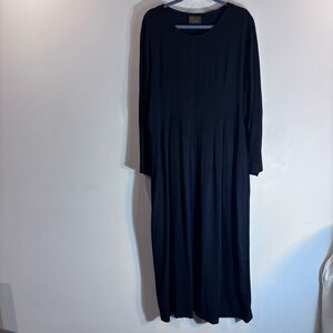 MAIWA Sz XL (estimated) Pleated Long Sleeve Maxi Dress 100% Rayon Modest